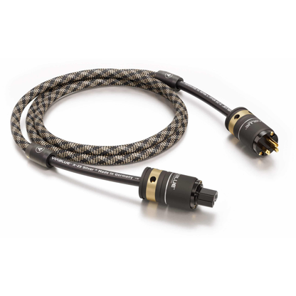 ViaBlue X-25 Netzkabel 2,5 mm² mit T6s US-Netzstecker und IEC C15, Geflechtschlauch Cobra, Produktansicht