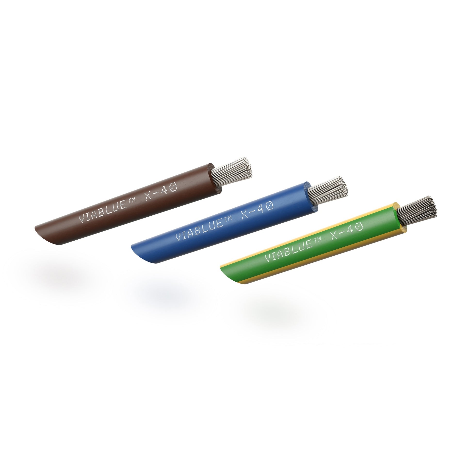 ViaBlue X-40 Netzkabel drei versilberte OFC-Einzelleiter für Phase, Neutral und Schutzleiter, Detailansicht