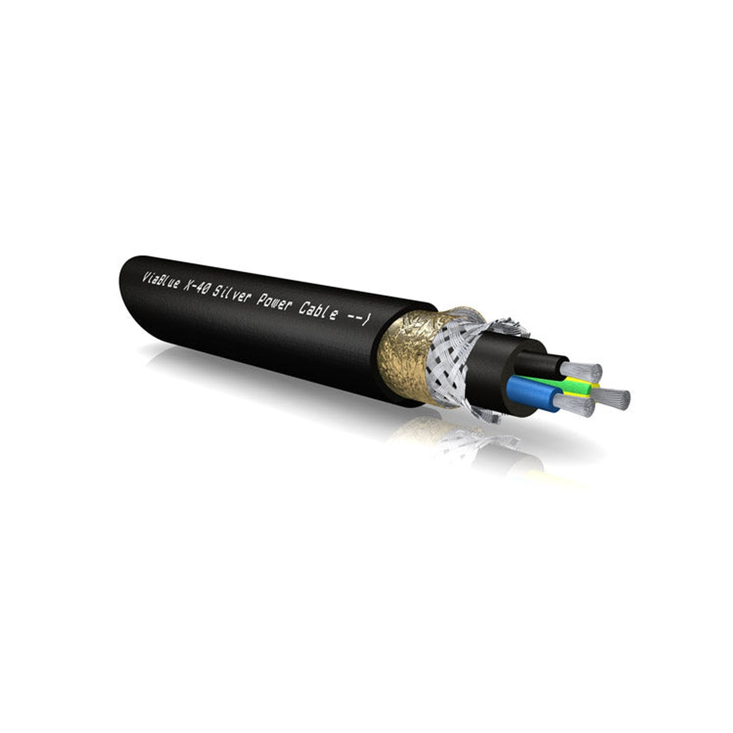 ViaBlue X-40 Netzkabel Kabelmantel mit versilberten OFC-Leitern und Abschirmung, Detailansicht