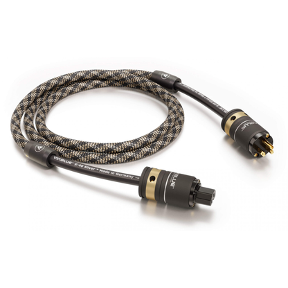ViaBlue X-40 Netzkabel 4,0 mm² mit T6s US-Netzstecker und IEC C15, Geflechtschlauch Cobra, Produktansicht