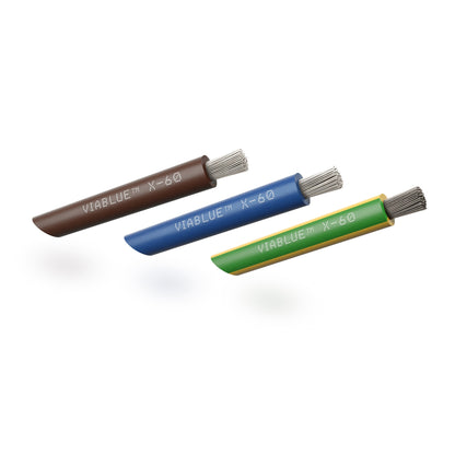 ViaBlue X-60 Netzkabel drei versilberte OFC-Einzelleiter für Phase, Neutral und Schutzleiter, Detailansicht
