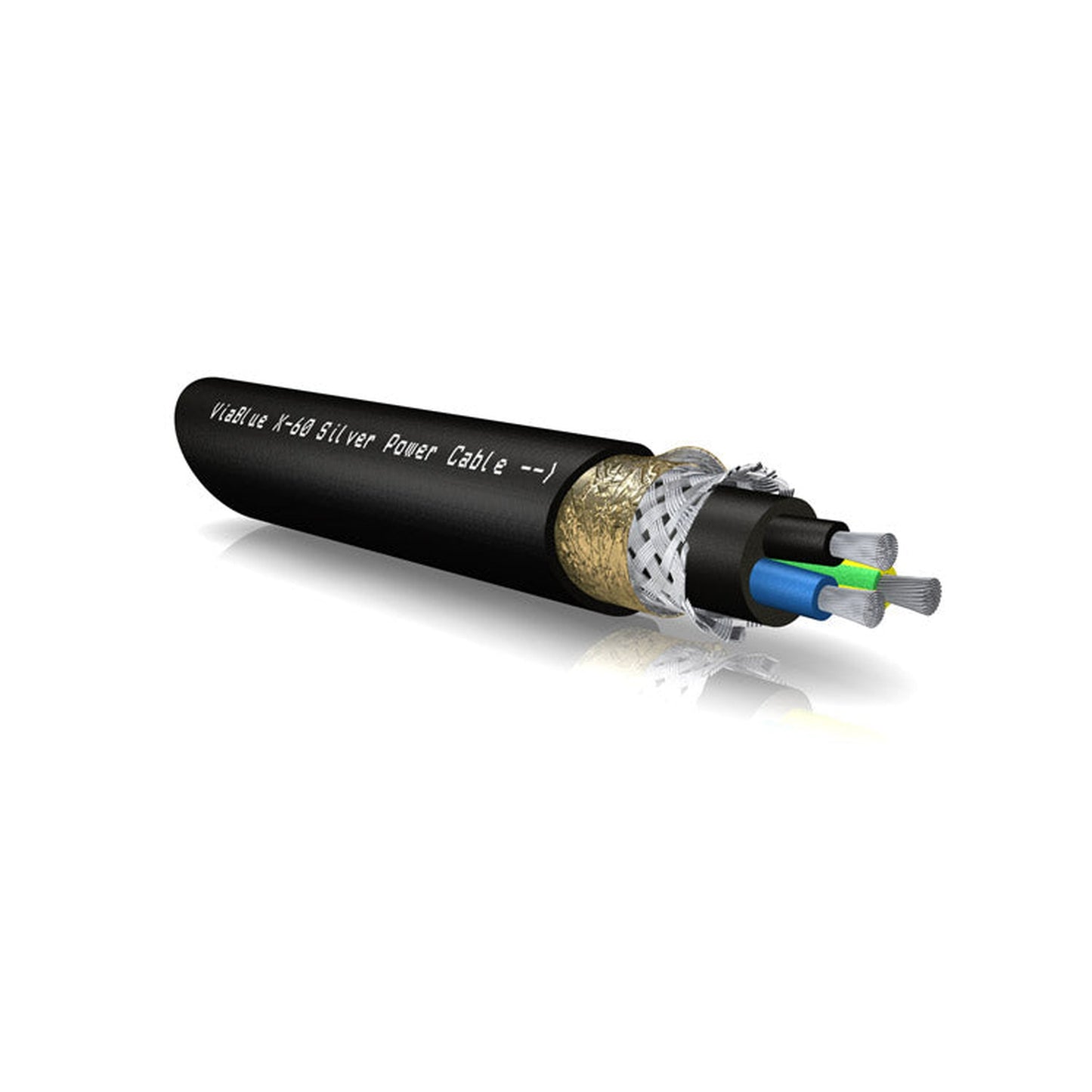 ViaBlue X-60 Netzkabel Kabelmantel mit versilberten OFC-Leitern und Abschirmung, Detailansicht