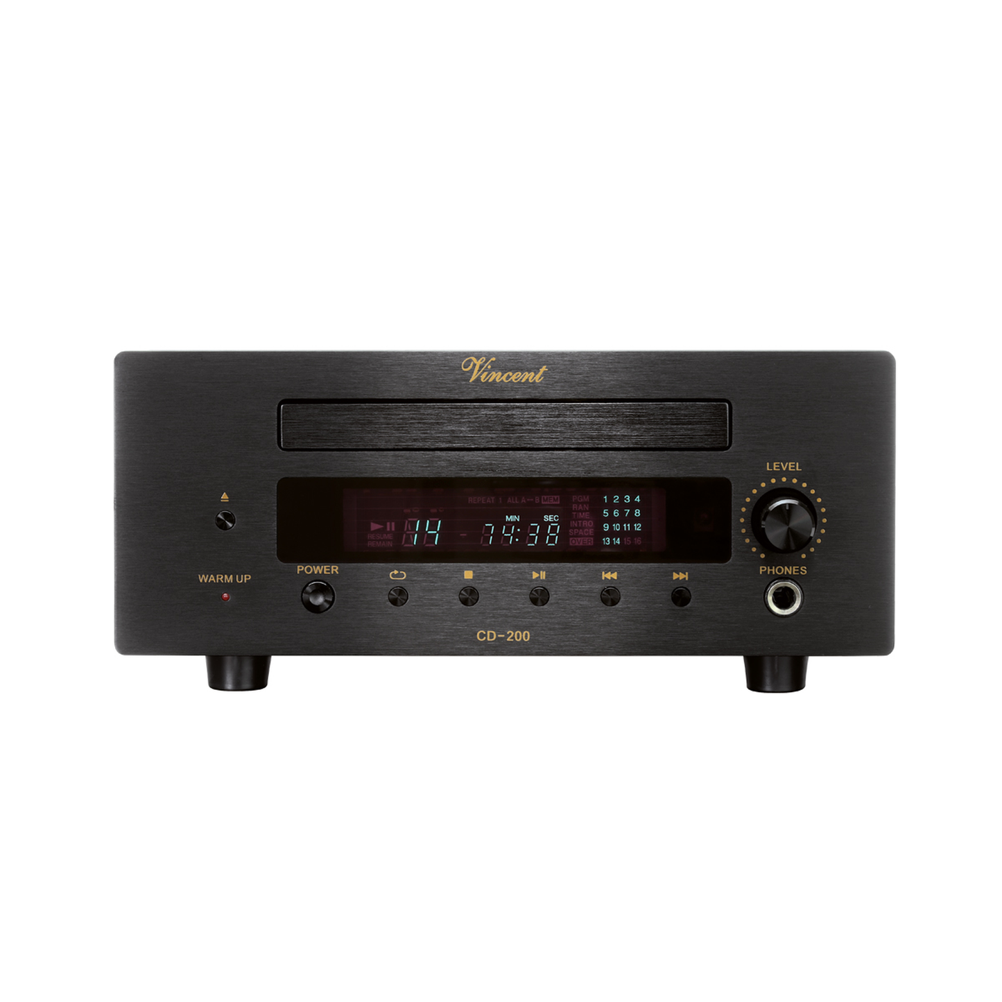 Vincent CD-200 CD-Player schwarz Frontansicht