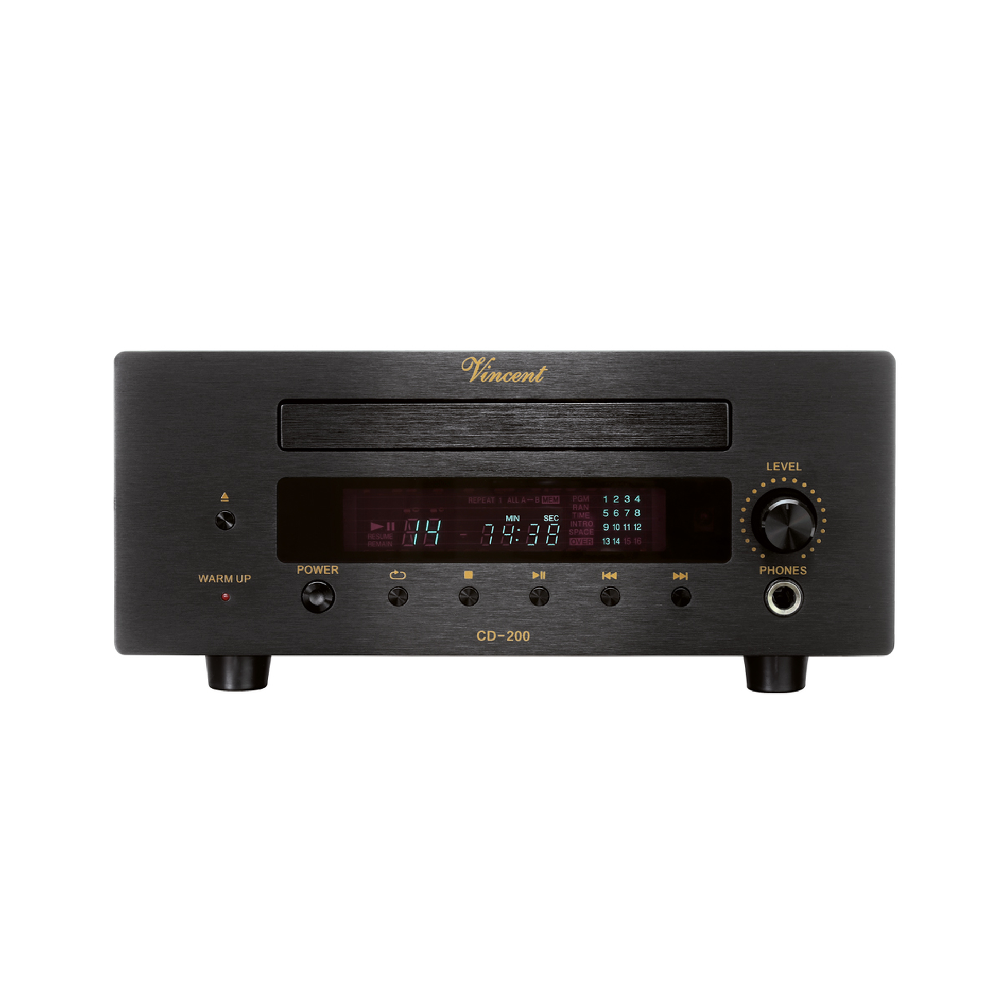 Vincent CD-200 CD-Player schwarz Frontansicht