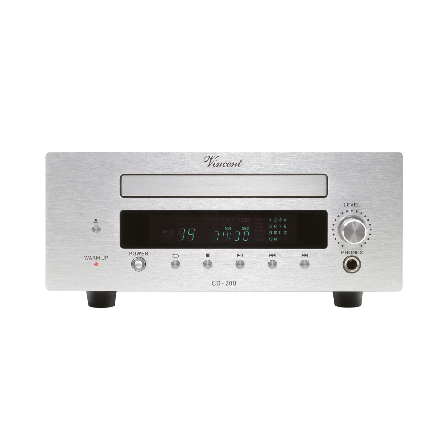 Vincent CD-200 CD-Player silber Frontansicht
