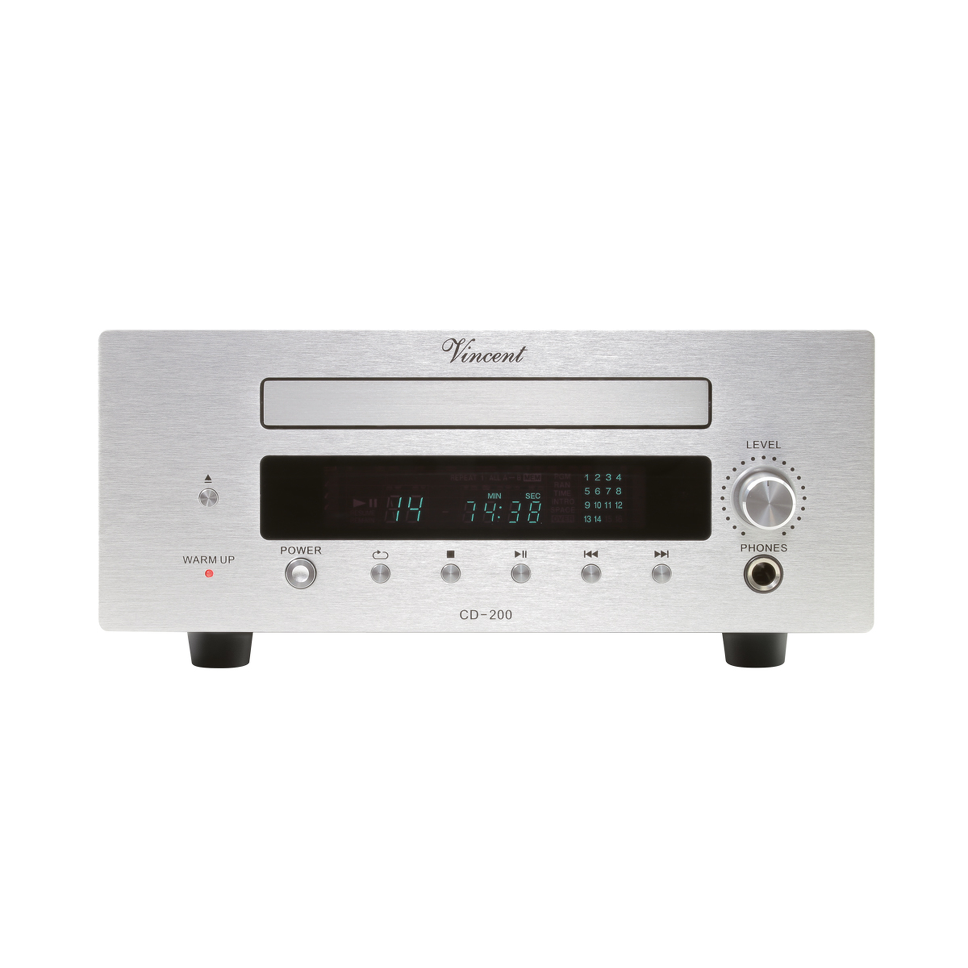 Vincent CD-200 CD-Player silber Frontansicht