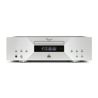 Vincent CD-600 CD-Player mit D/A-Wandler silber Frontansicht mit Display und Schublade