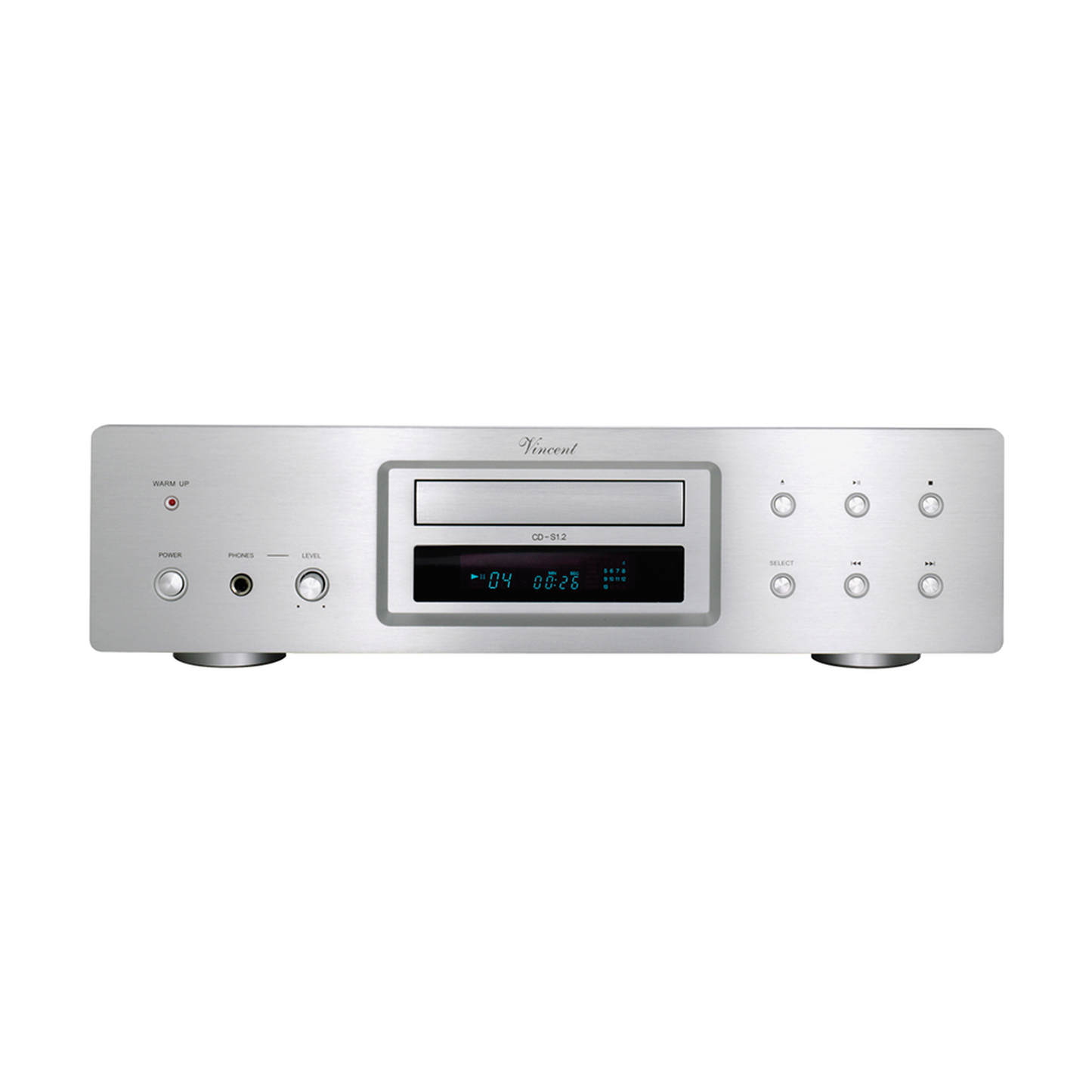 Vincent CD-S1.2 Röhren-CD-Player silber Frontansicht