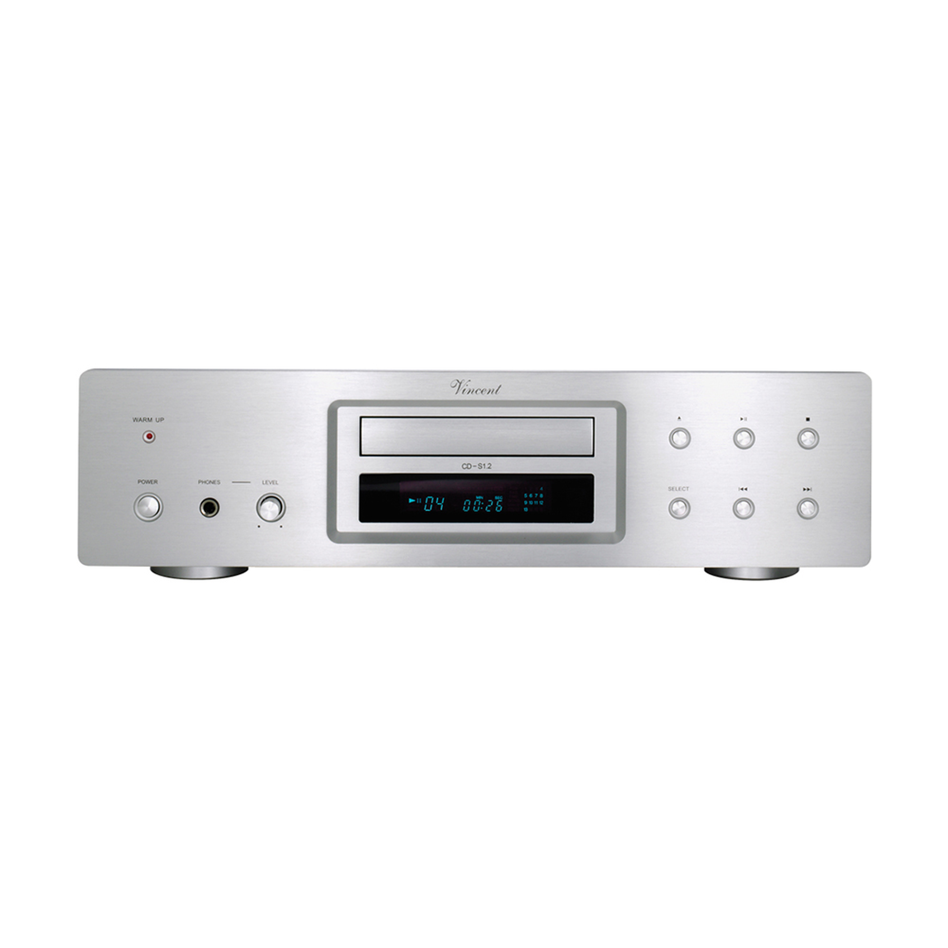 Vincent CD-S1.2 Röhren-CD-Player silber Frontansicht