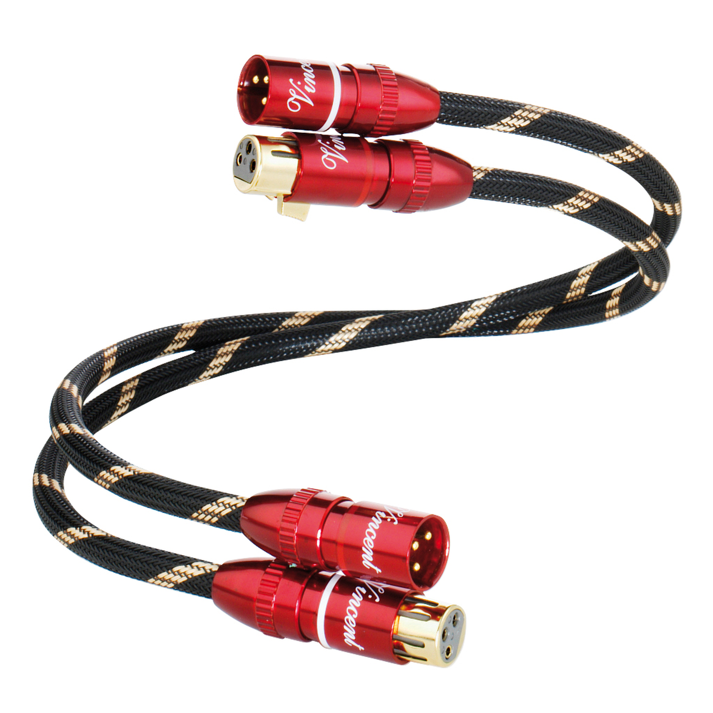 Vincent High-End XLR-Kabel symmetrisch Produktansicht mit vergoldeten Steckern