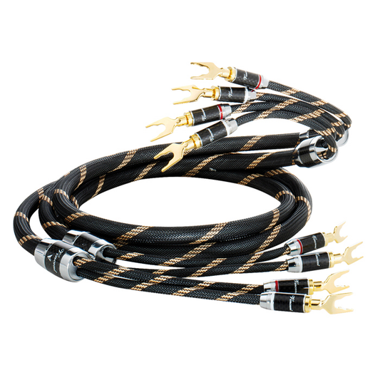 Vincent Lautsprecherkabel Single-Wire OFC Produktansicht mit vergoldeten Kabelschuhen