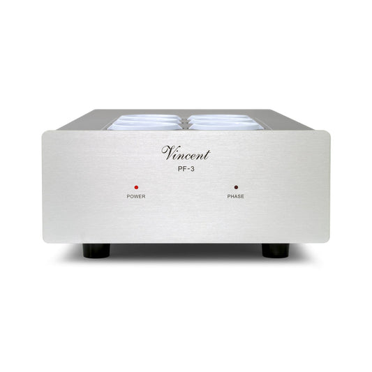 Vincent PF-3 EMI-Netzfilter mit DC-Blocker silber Frontansicht