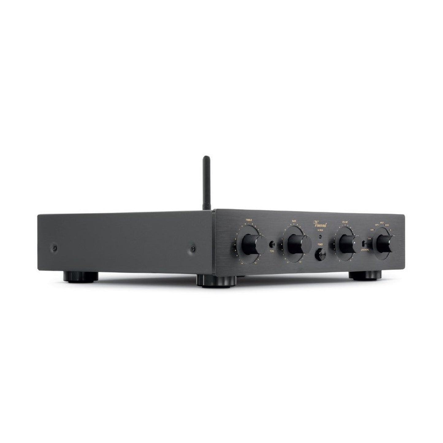 Vincent SA-32 AE Hybrid-Vorverstärker schwarz Schrägansicht mit Bluetooth-Antenne