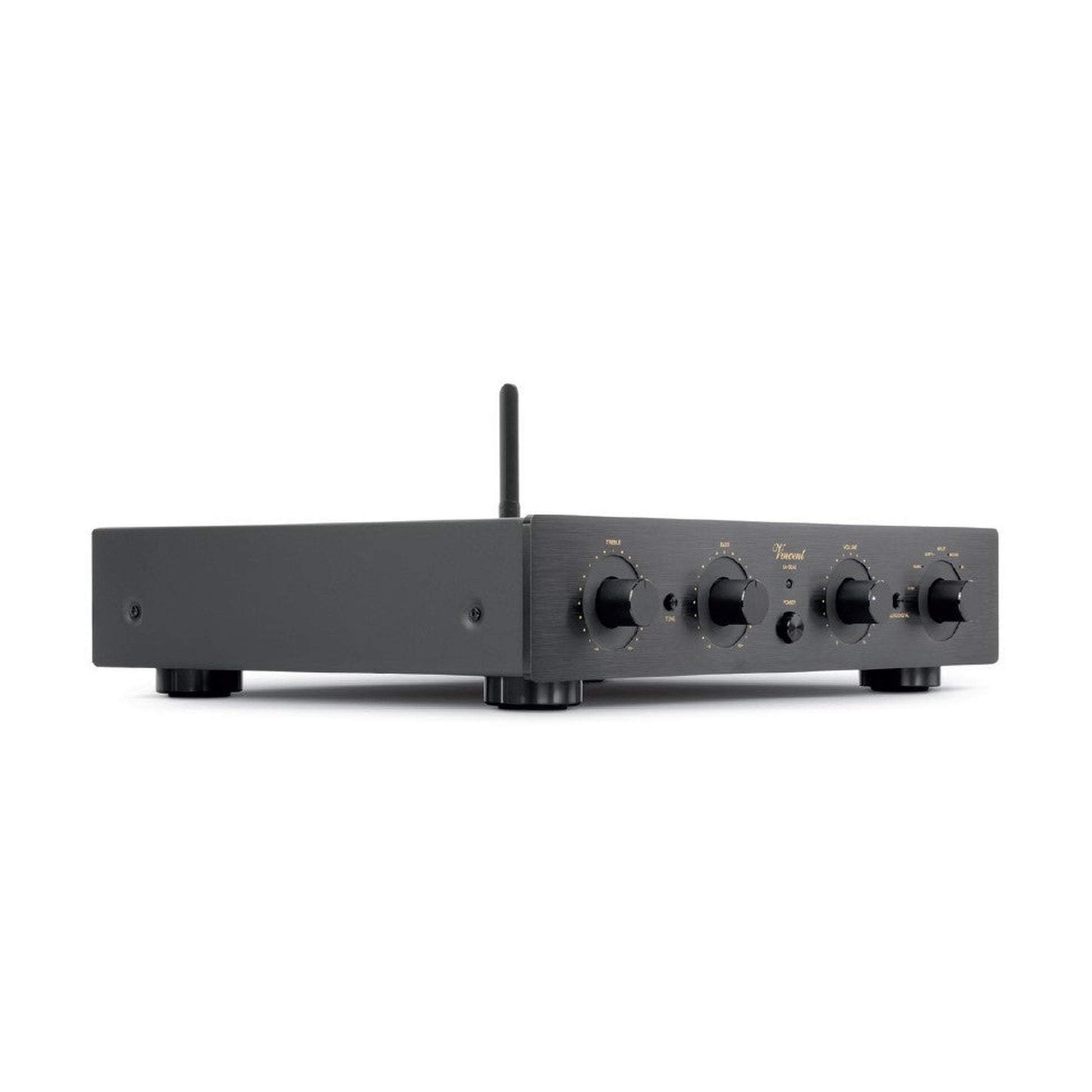Vincent SA-32 AE Hybrid-Vorverstärker schwarz Schrägansicht mit Bluetooth-Antenne
