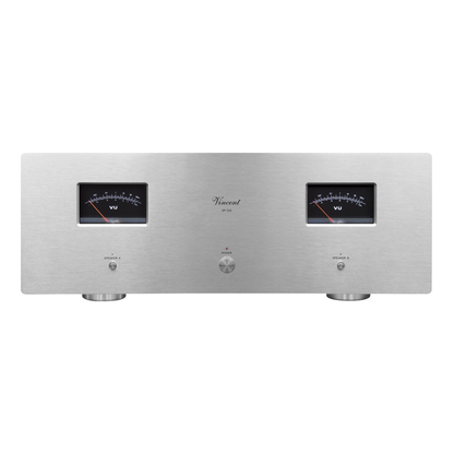 Vincent SP-332 Hybrid-Stereo-Endstufe silber Frontansicht mit VU-Metern