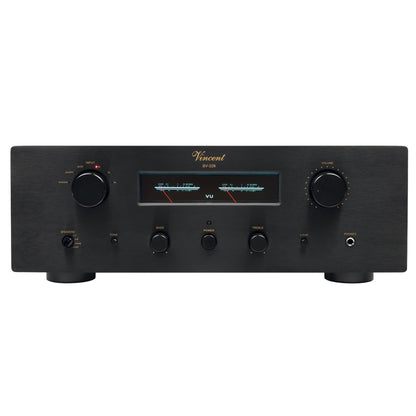 Vincent SV-228 VU Hybrid-Vollverstärker schwarz Frontansicht mit VU-Meter