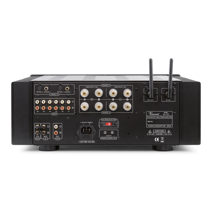 Vincent SV-737 Class-A Vollverstärker Rückansicht mit Lautsprecherklemmen und Digitaleingängen