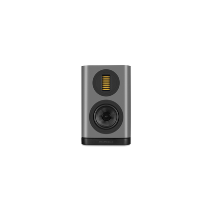 Wharfedale EVO 5.1 Regallautsprecher Lunar Grey matt Frontansicht ohne Abdeckung