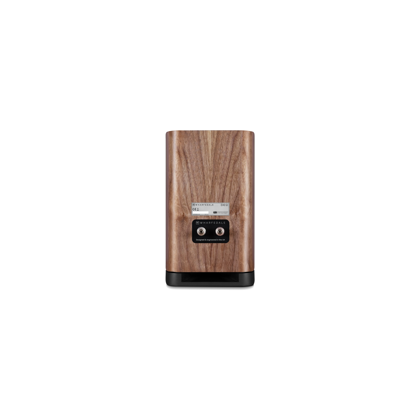 Wharfedale EVO 5.1 Regallautsprecher Nussbaum Rückansicht mit Anschlussfeld