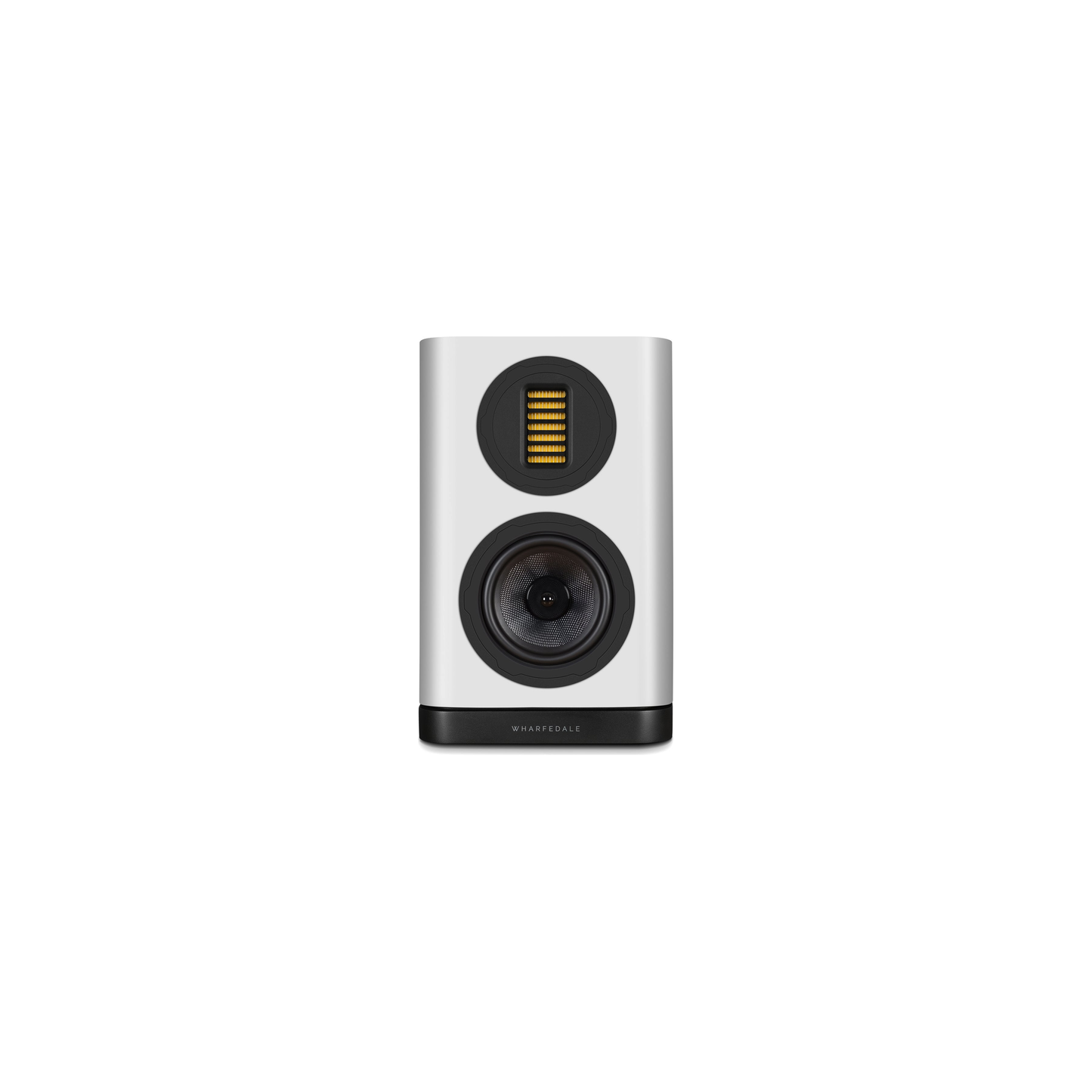 Wharfedale EVO 5.1 Regallautsprecher Weiss matt Frontansicht ohne Abdeckung