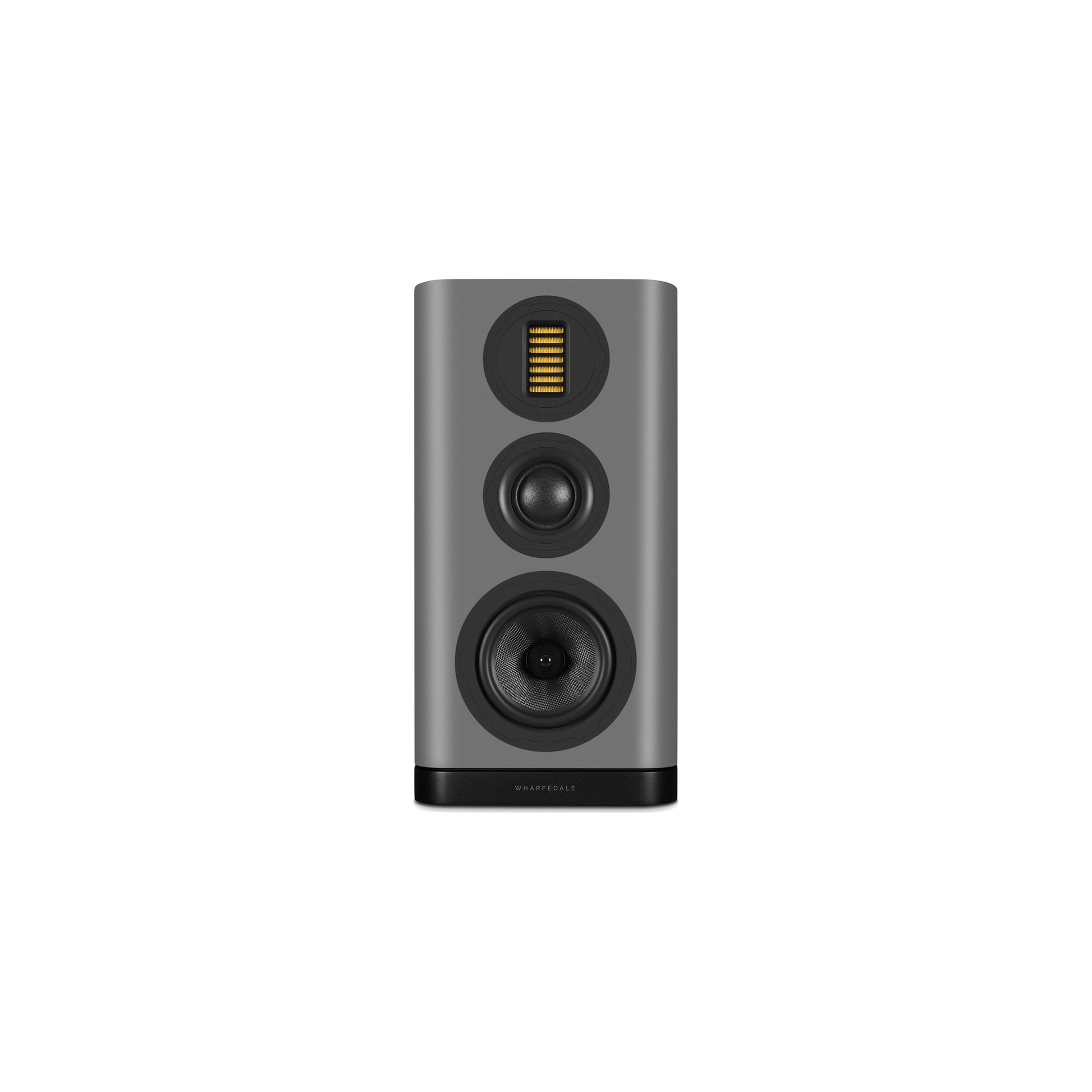 Wharfedale EVO 5.2 Regallautsprecher Lunar Grey matt Frontansicht ohne Abdeckung