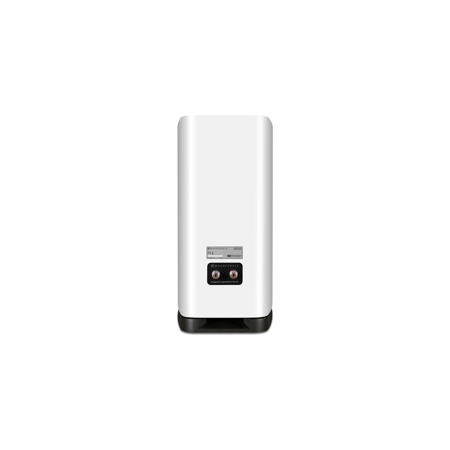 Wharfedale EVO 5.2 Regallautsprecher Weiss matt Rückansicht mit Anschlussfeld