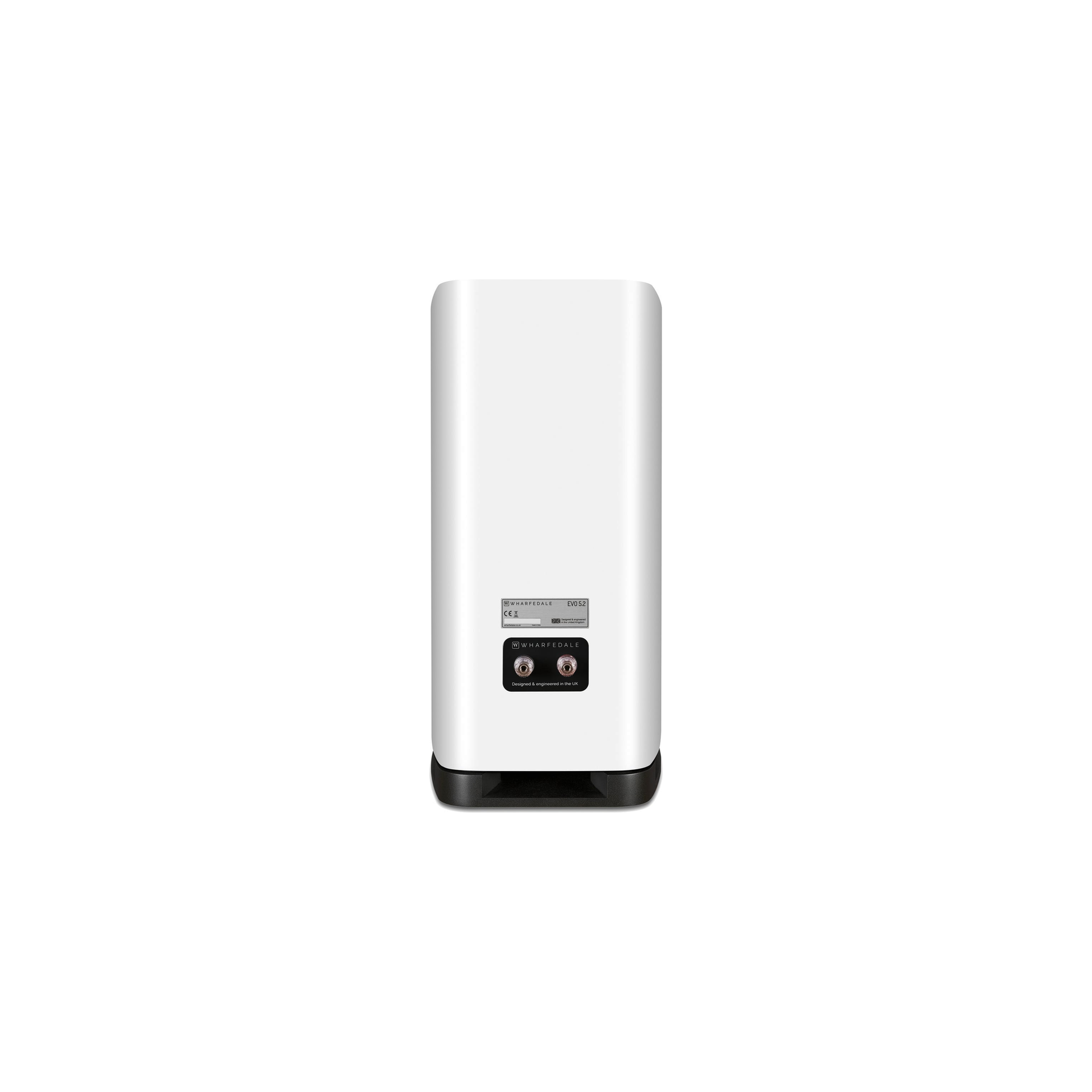 Wharfedale EVO 5.2 Regallautsprecher Weiss matt Rückansicht mit Anschlussfeld