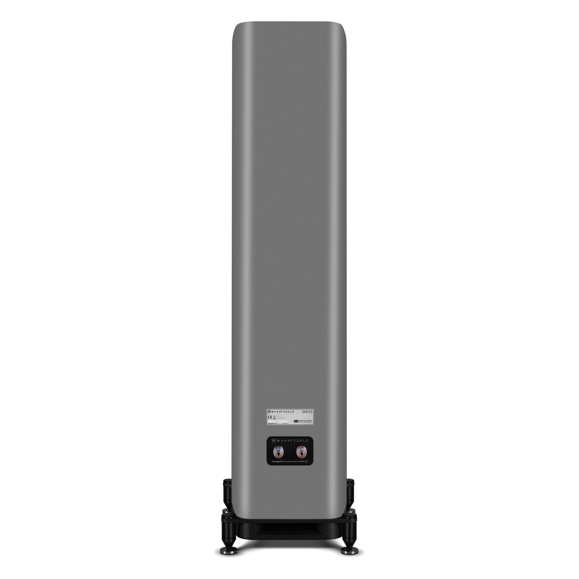 Wharfedale EVO 5.3 Standlautsprecher Lunar Grey matt Rückansicht mit Anschlussfeld