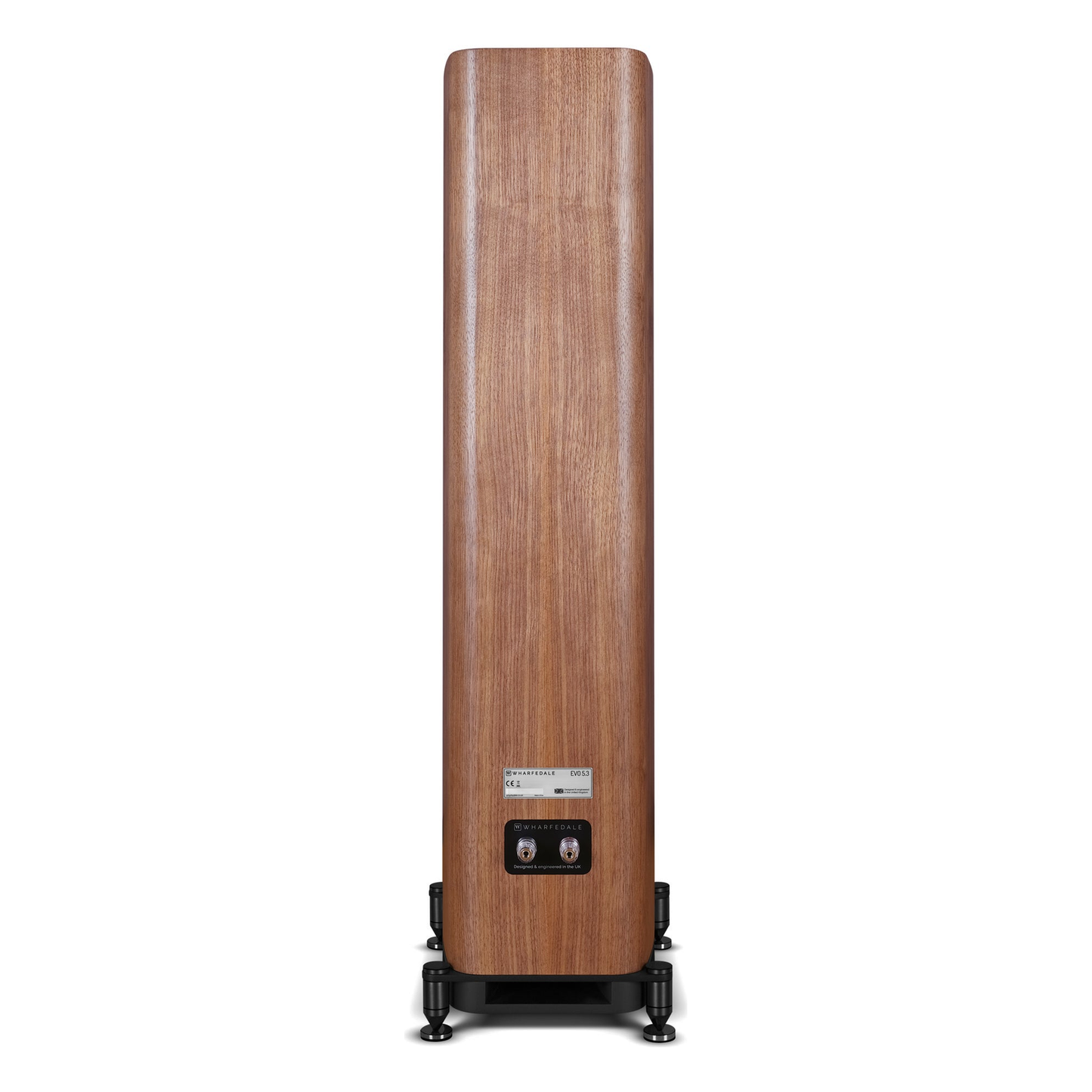 Wharfedale EVO 5.3 Standlautsprecher Nussbaum Rückansicht mit Anschlussfeld