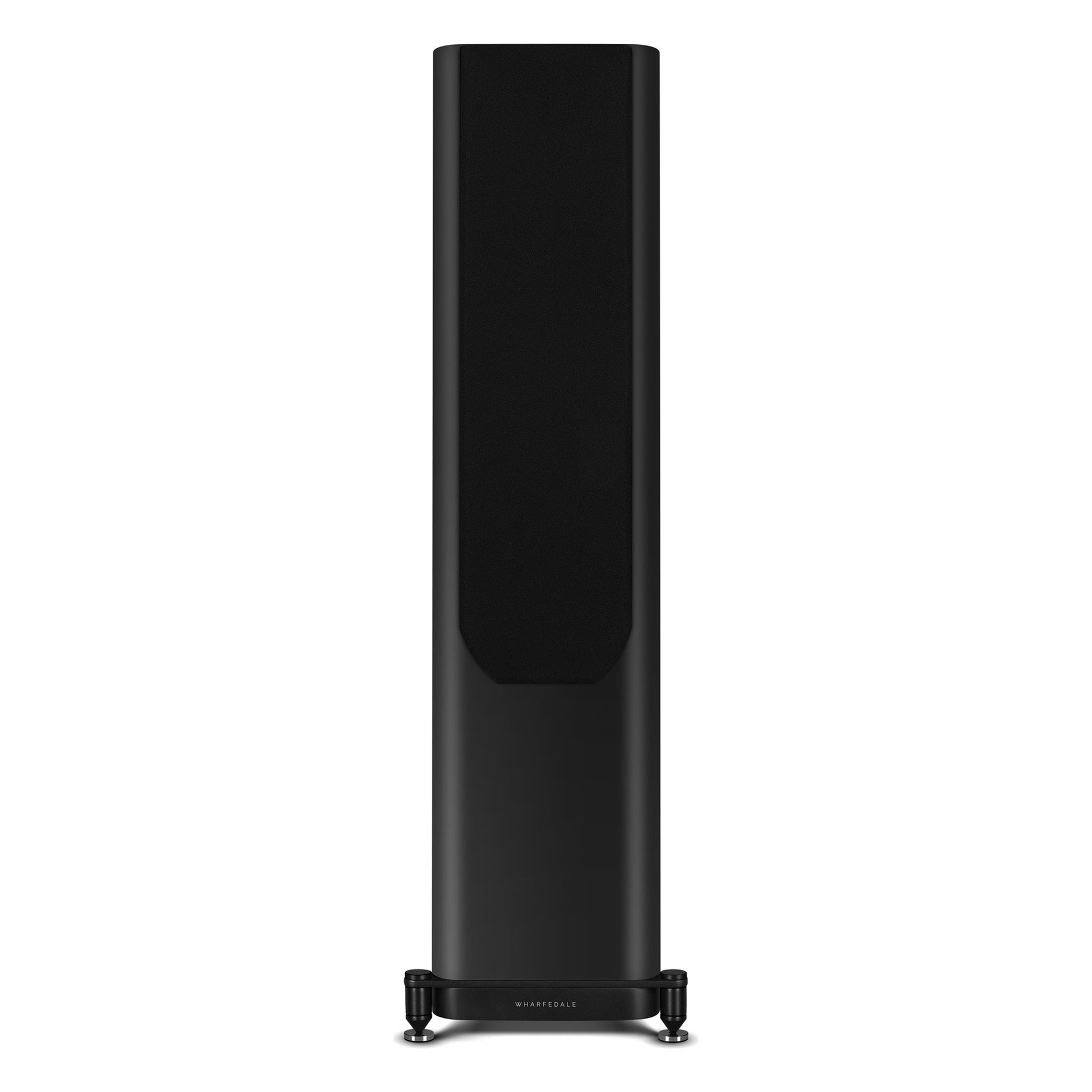 Wharfedale EVO 5.3 Standlautsprecher Schwarz matt Frontansicht mit Abdeckung