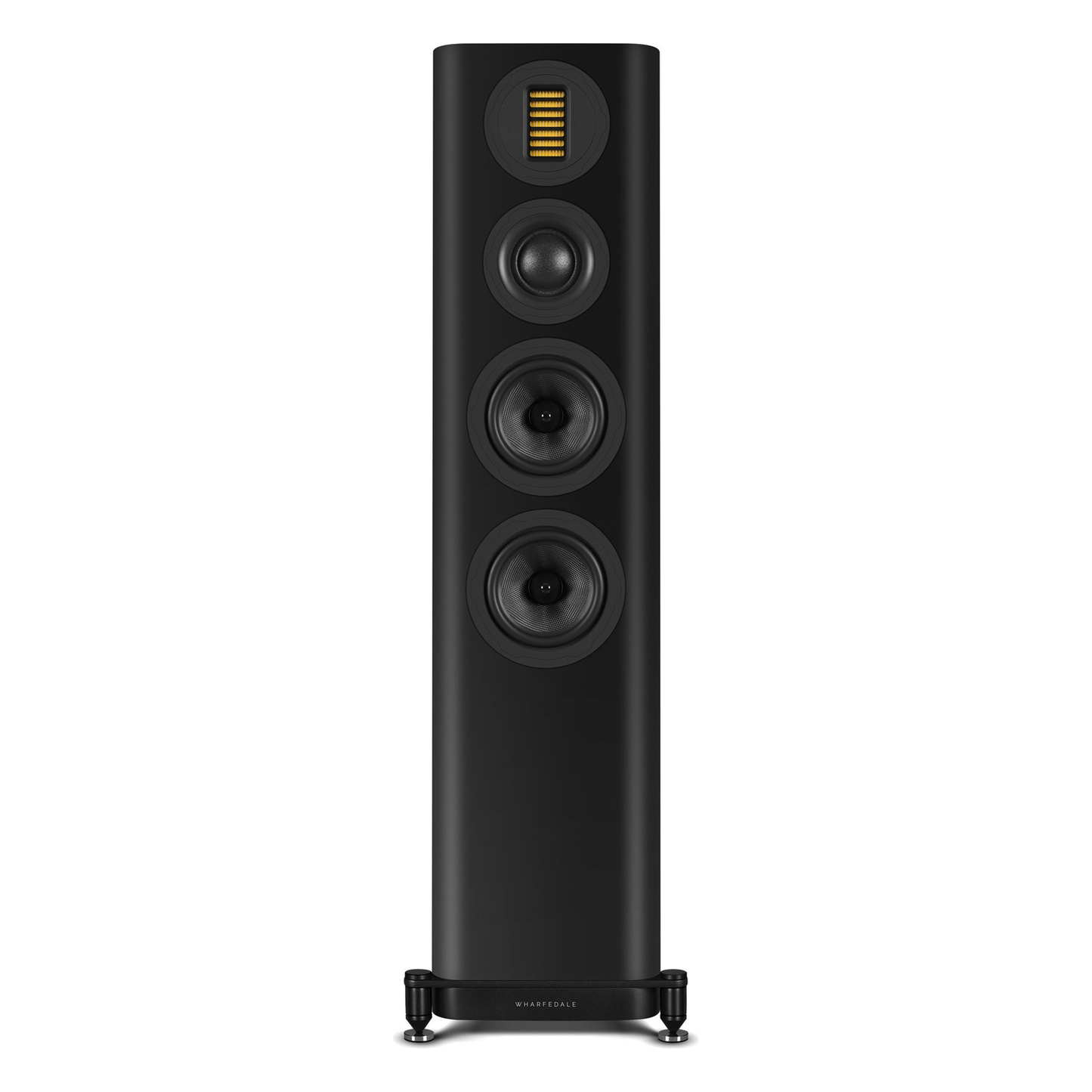 Wharfedale EVO 5.3 Standlautsprecher Schwarz matt Frontansicht ohne Abdeckung