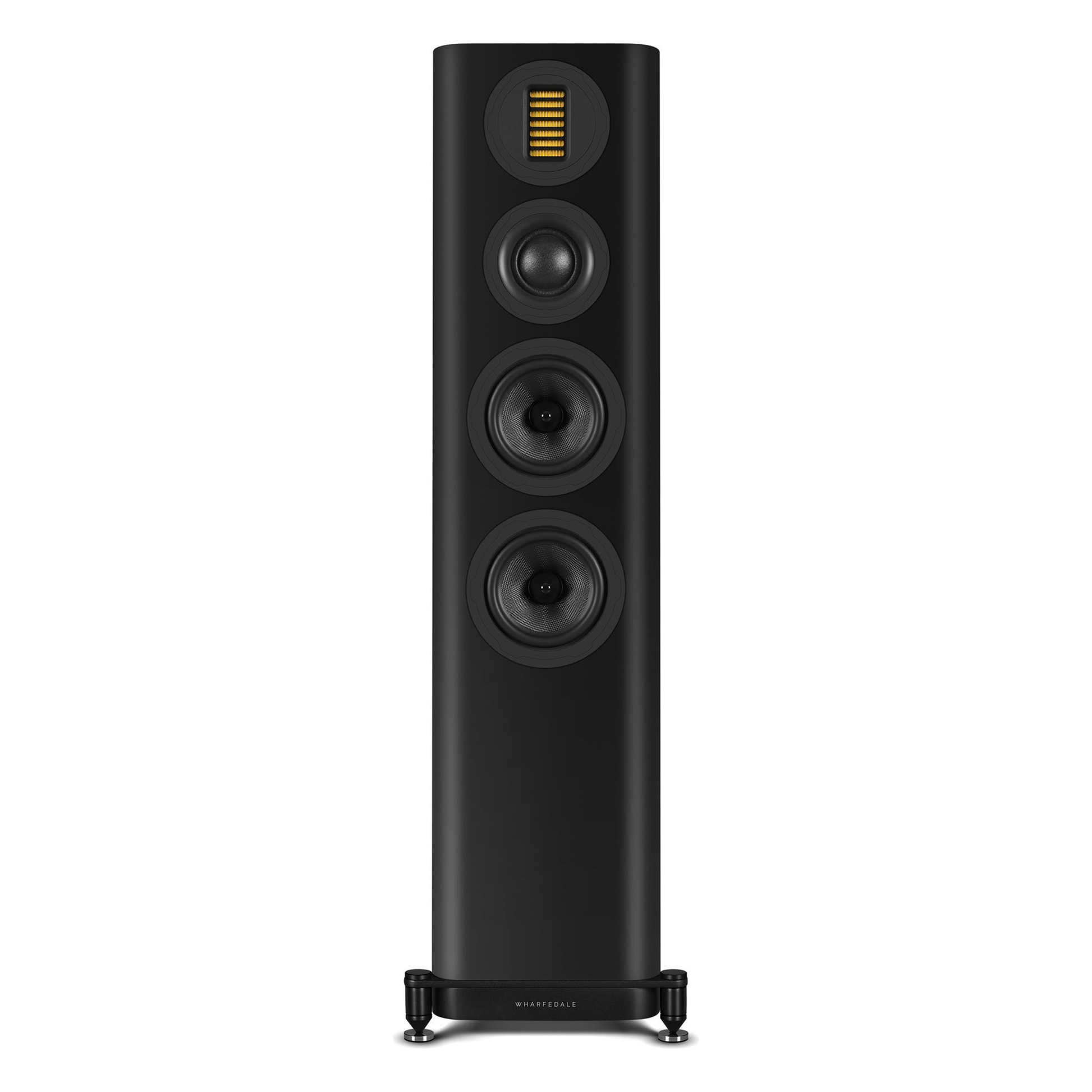 Wharfedale EVO 5.3 Standlautsprecher Schwarz matt Frontansicht ohne Abdeckung