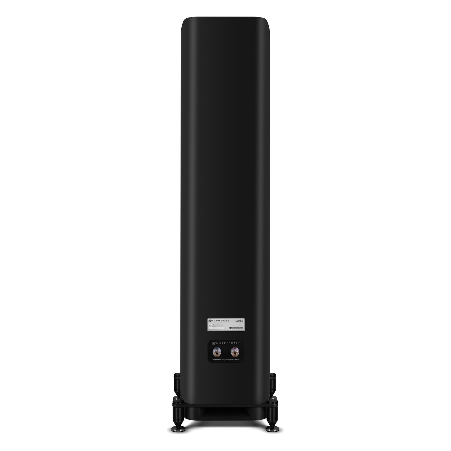 Wharfedale EVO 5.3 Standlautsprecher Schwarz matt Rückansicht mit Anschlussfeld