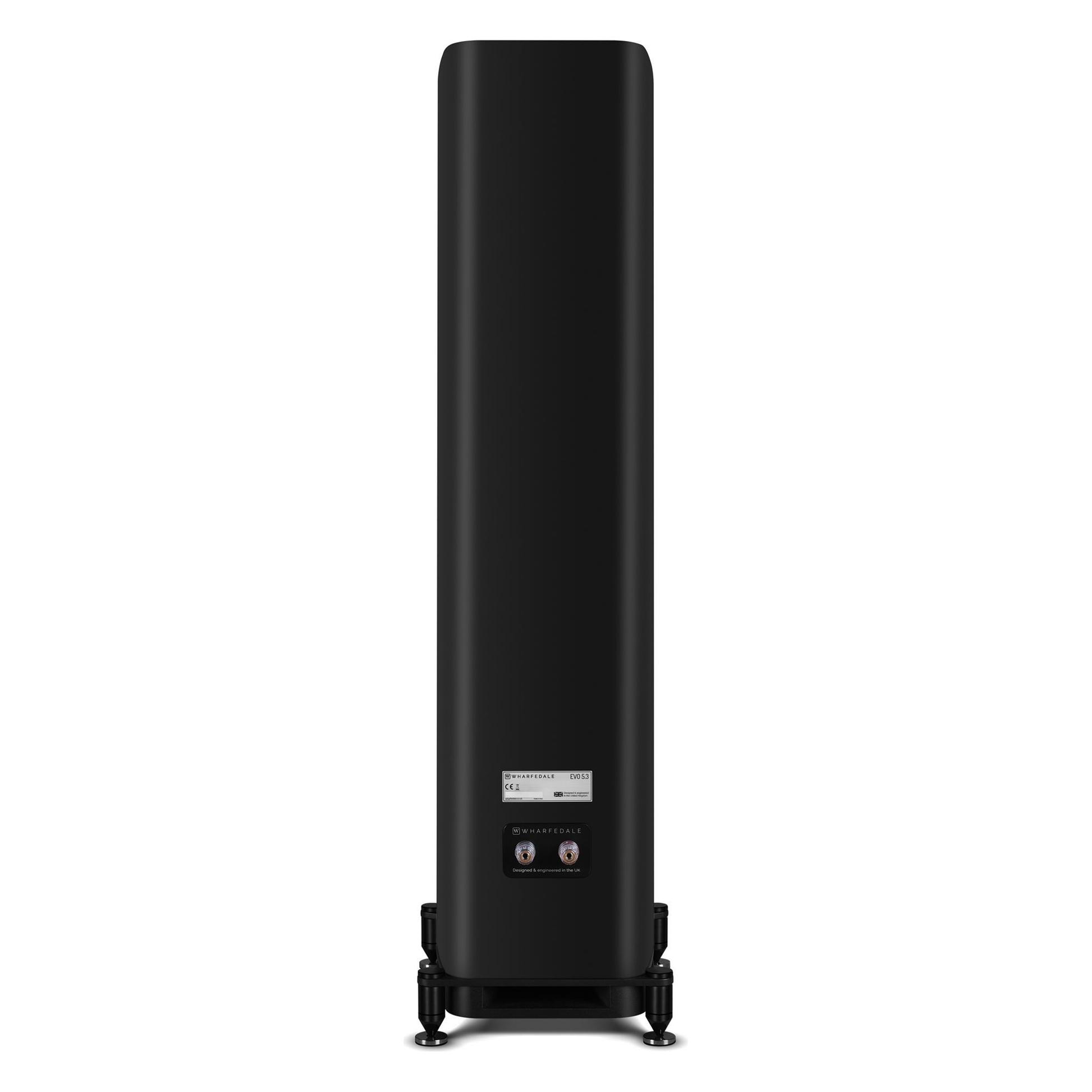 Wharfedale EVO 5.3 Standlautsprecher Schwarz matt Rückansicht mit Anschlussfeld