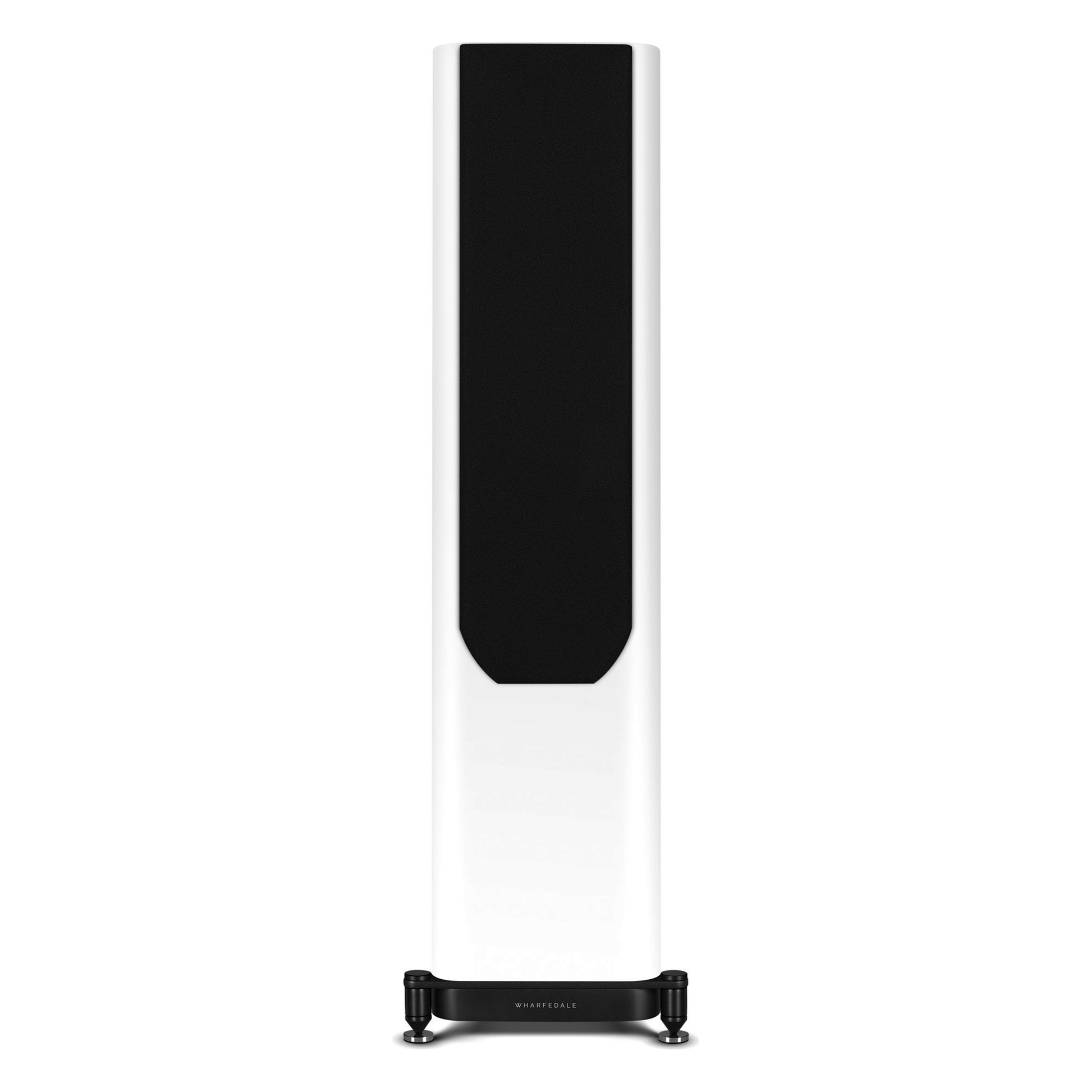 Wharfedale EVO 5.3 Standlautsprecher Weiss matt Frontansicht mit Abdeckung