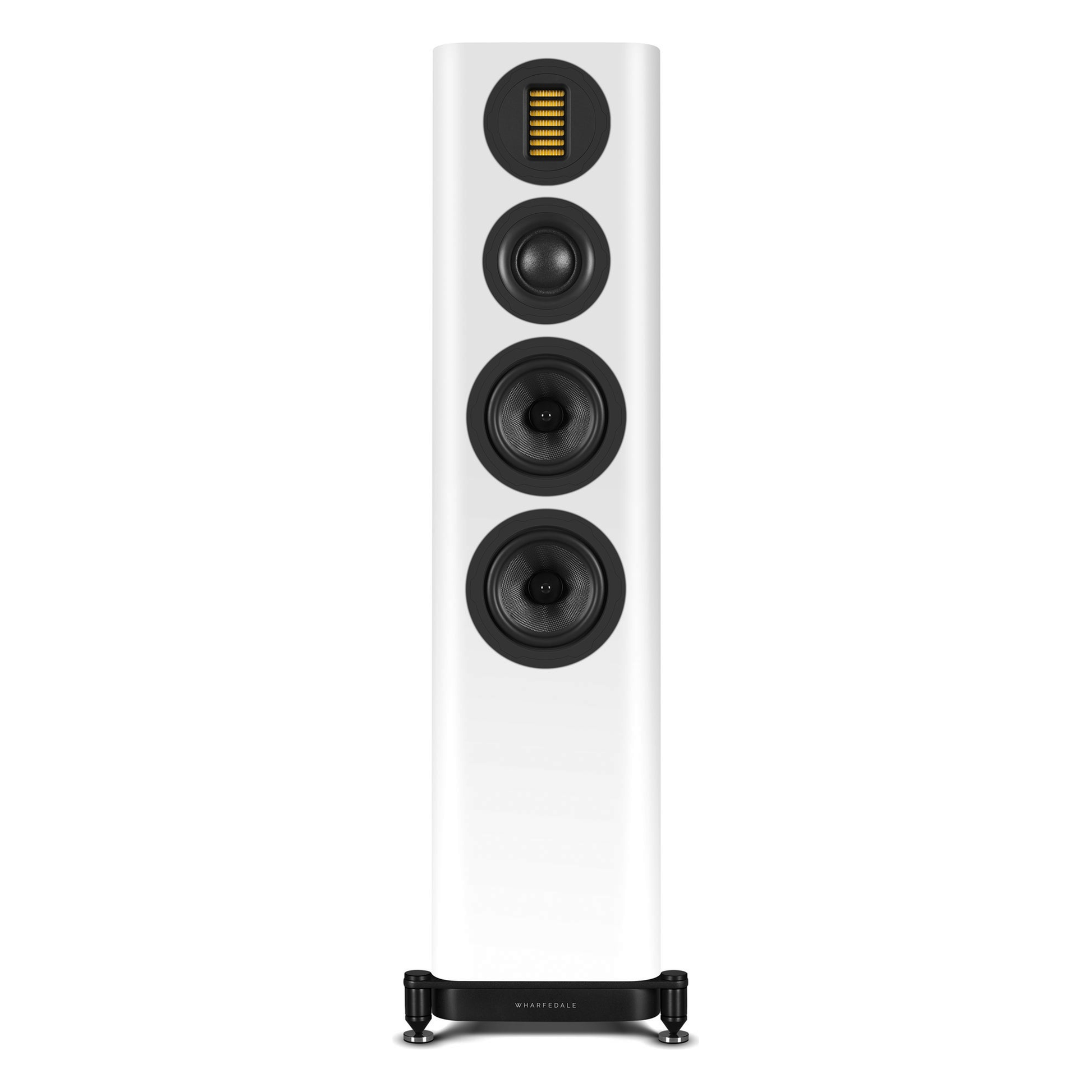 Wharfedale EVO 5.3 Standlautsprecher Weiss matt Frontansicht ohne Abdeckung