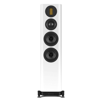 Wharfedale EVO 5.3 Standlautsprecher Weiss matt Frontansicht ohne Abdeckung