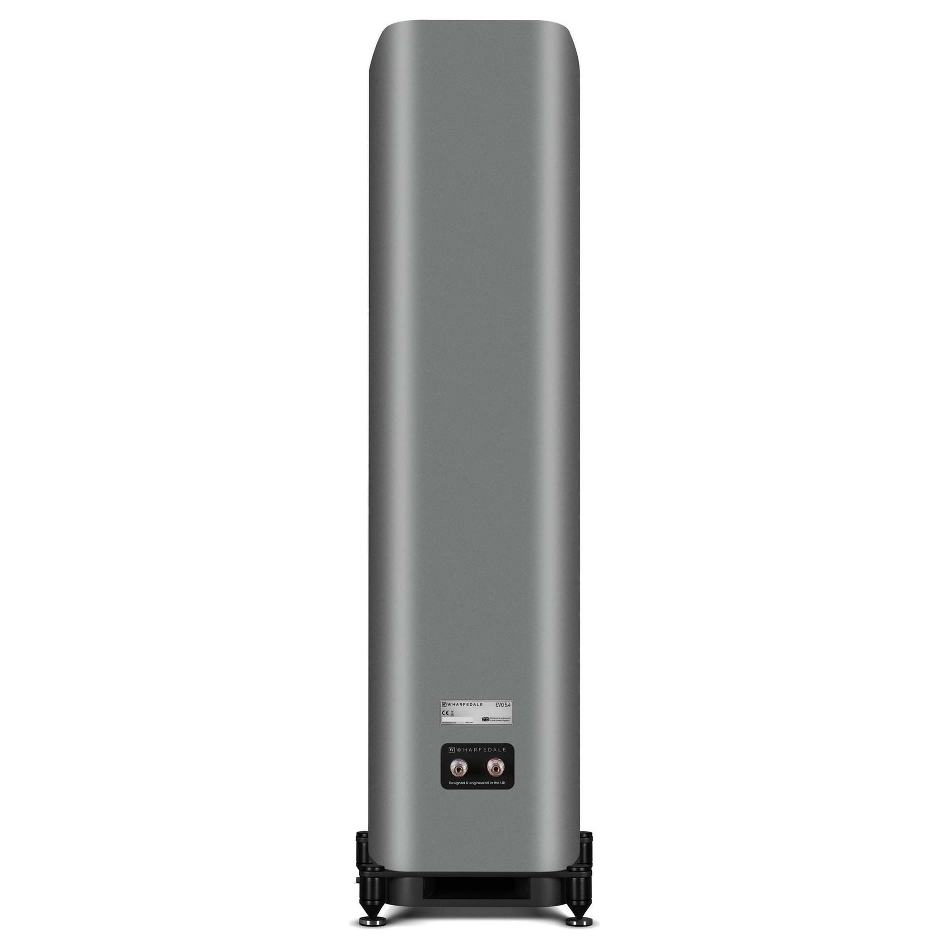 Wharfedale EVO 5.4 Standlautsprecher Lunar Grey matt Rückansicht mit Anschlussfeld