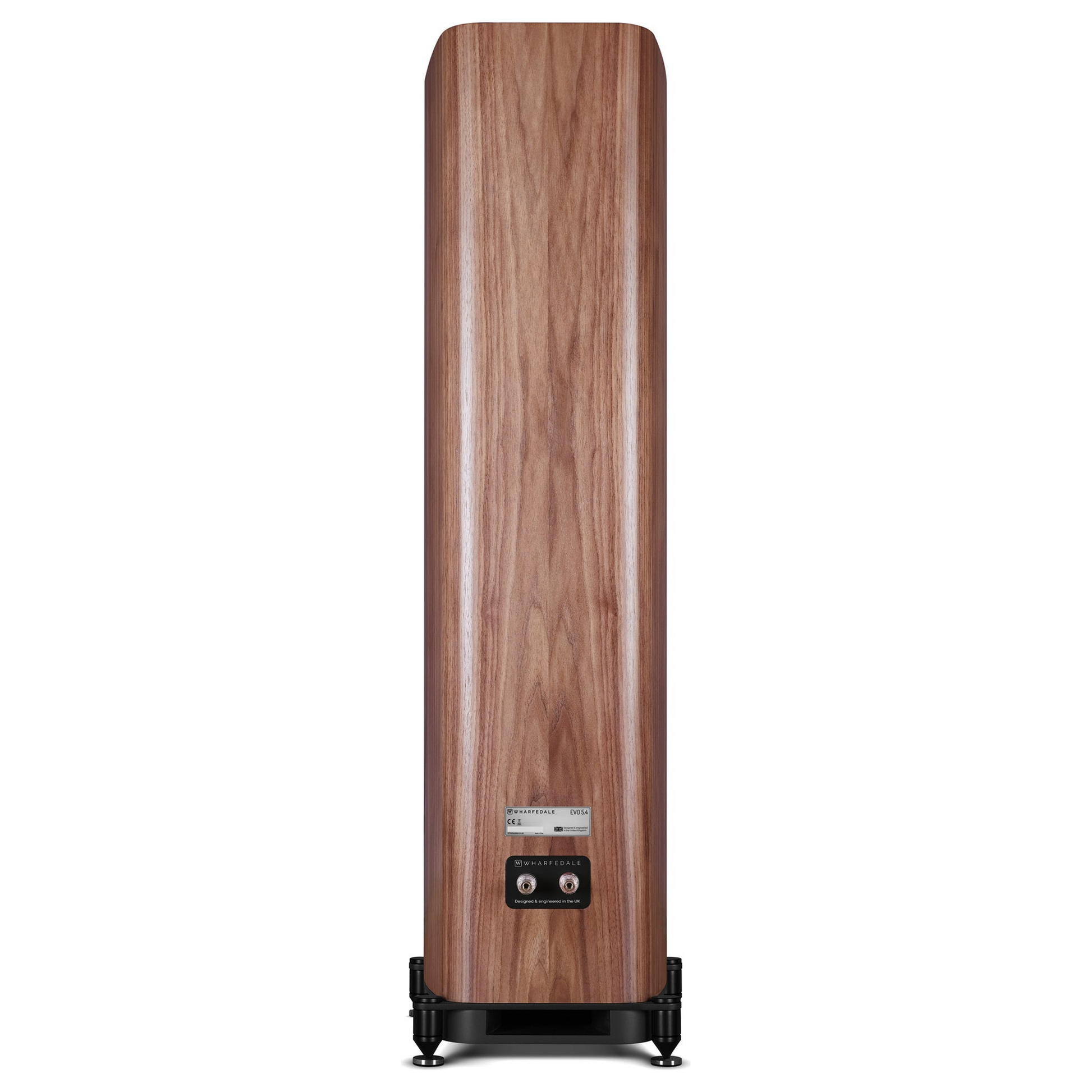 Wharfedale EVO 5.4 Standlautsprecher Nussbaum Rückansicht mit Anschlussfeld
