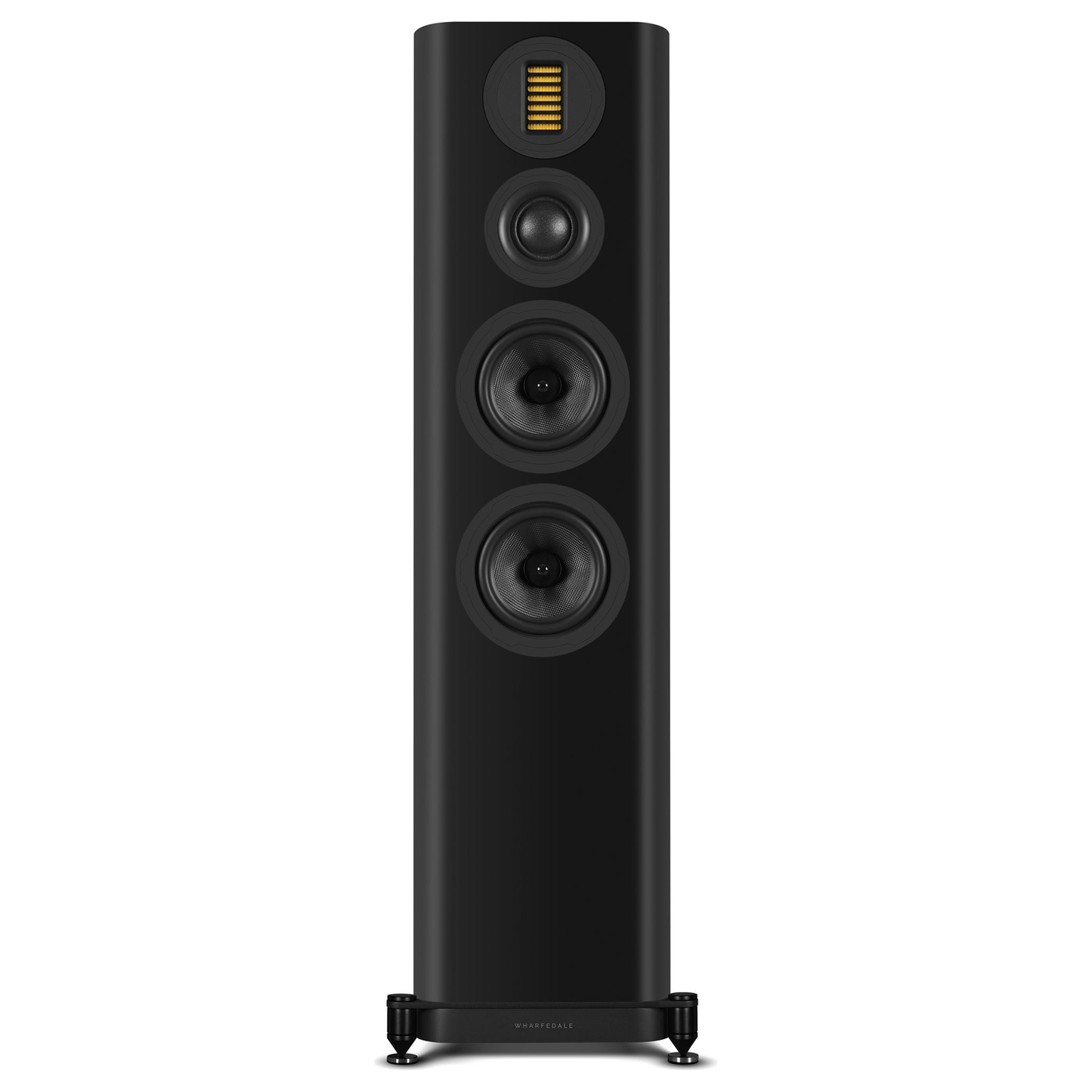 Wharfedale EVO 5.4 Standlautsprecher Schwarz matt Frontansicht ohne Abdeckung