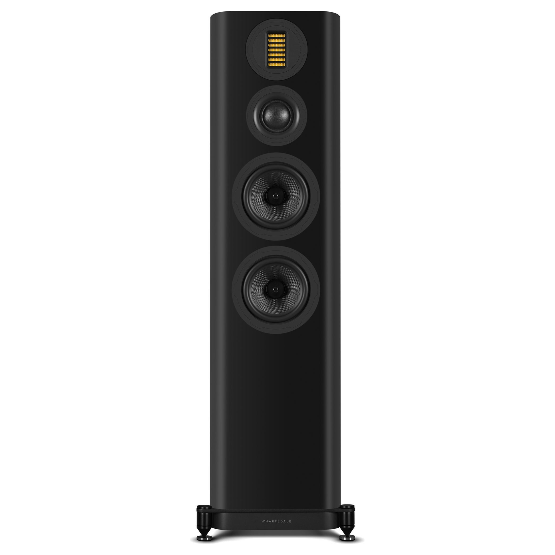 Wharfedale EVO 5.4 Standlautsprecher Schwarz matt Frontansicht ohne Abdeckung