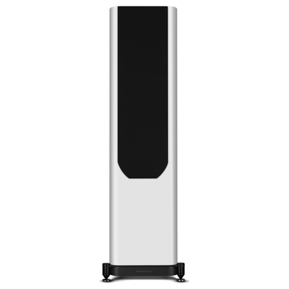 Wharfedale EVO 5.4 Standlautsprecher Weiss matt Frontansicht mit Abdeckung