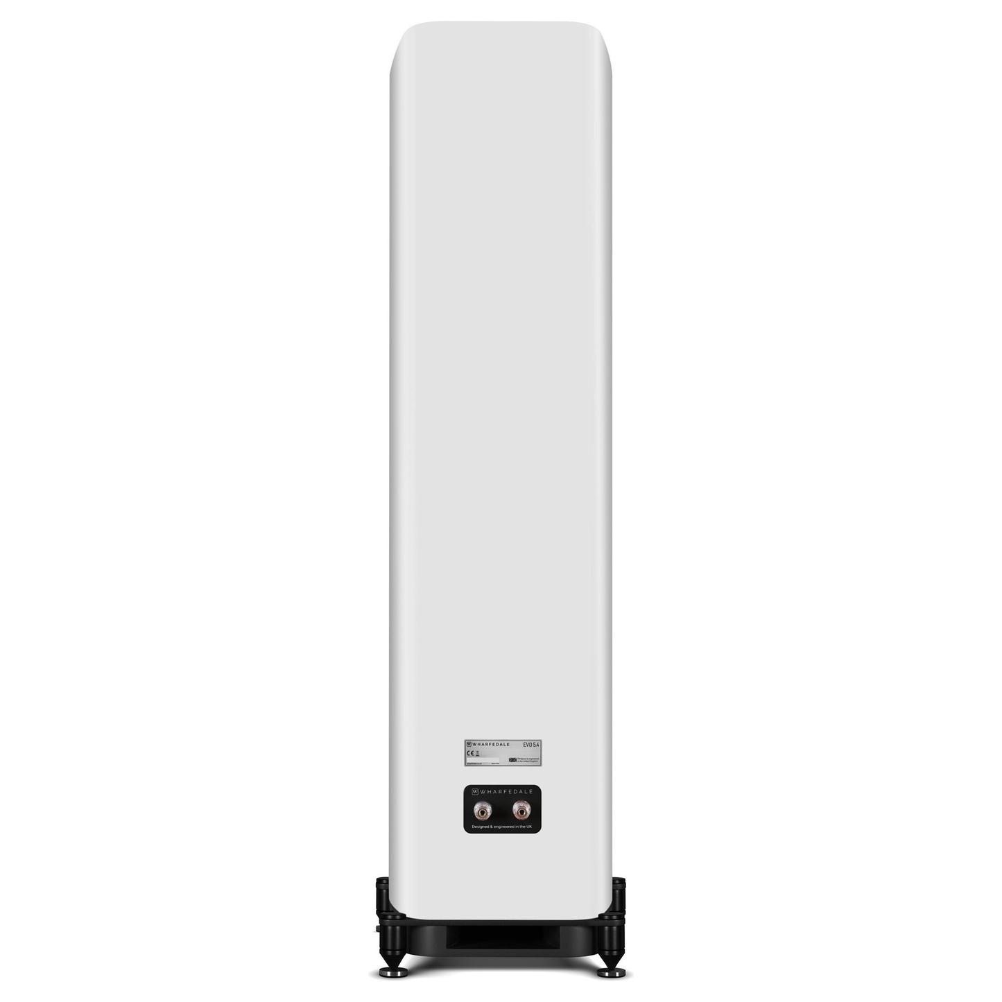 Wharfedale EVO 5.4 Standlautsprecher Weiss matt Rückansicht mit Anschlussfeld