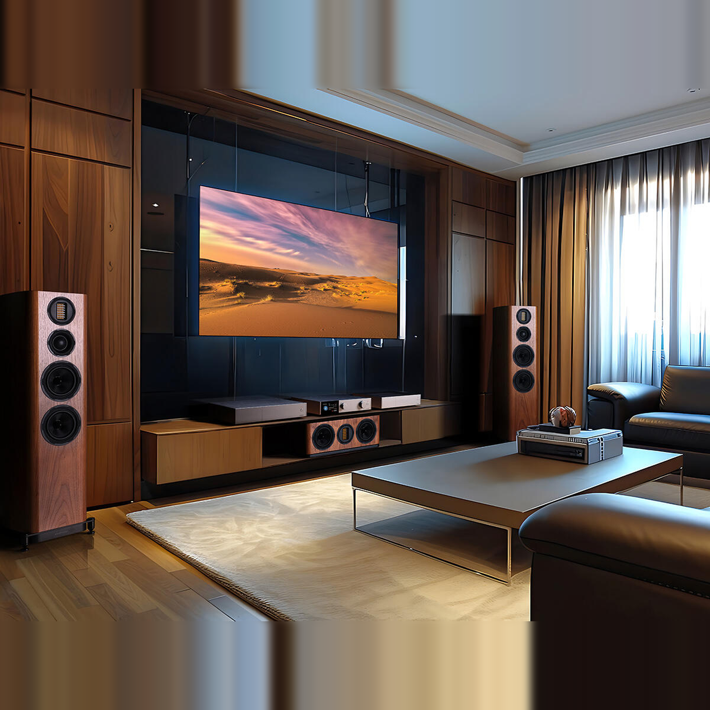 Wharfedale EVO 5.C Center-Lautsprecher Nussbaum Lifestyle im Heimkino mit Holzvertäfelung
