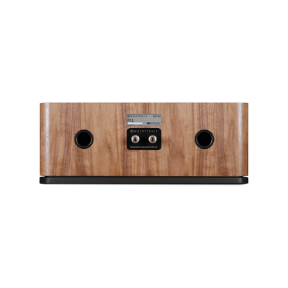 Wharfedale EVO 5.C Center-Lautsprecher Nussbaum Rückansicht mit Bassreflexöffnungen und Anschlussfeld