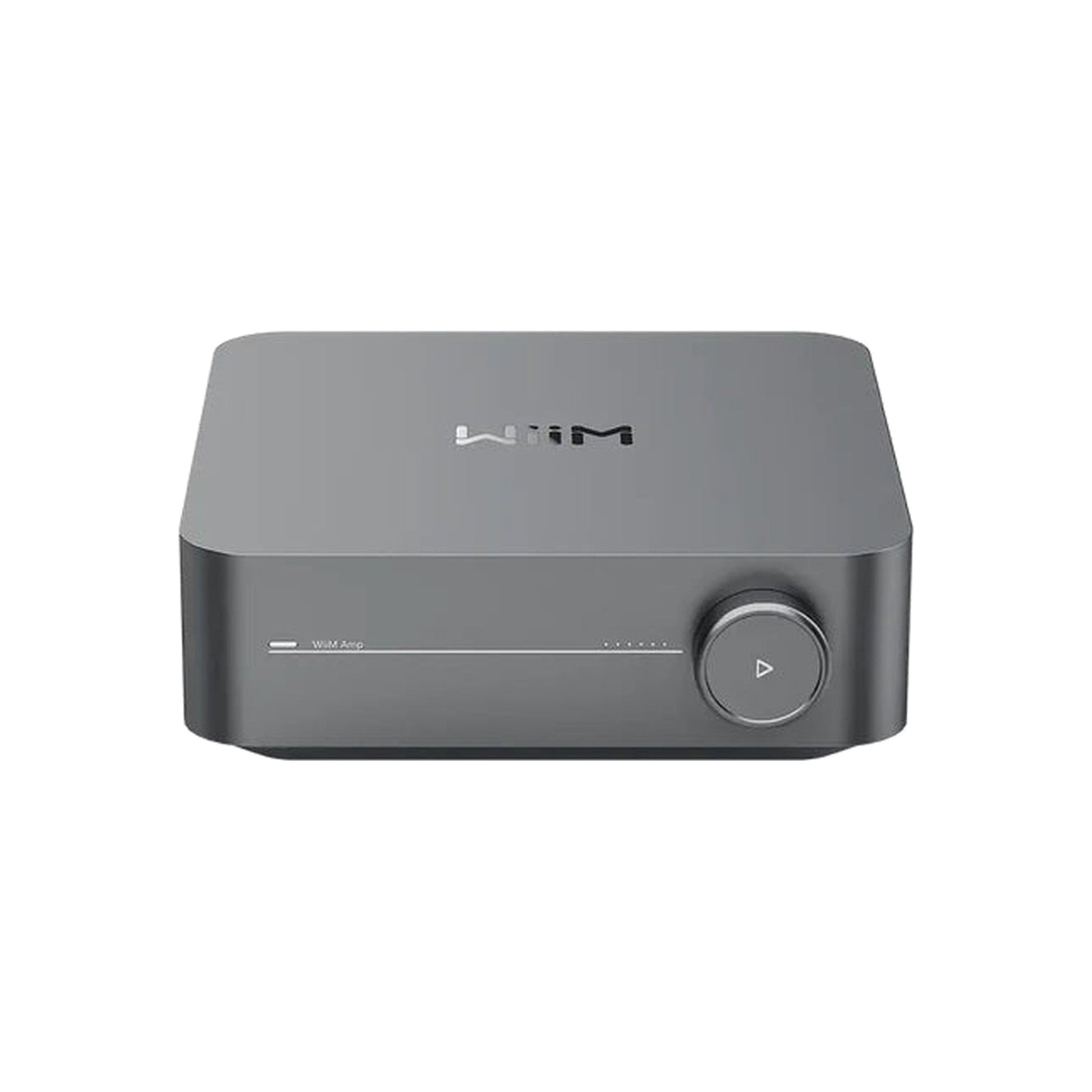 WiiM Amp Streaming-Verstärker Space Gray Frontansicht mit Lautstärkeregler