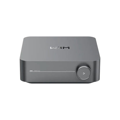 WiiM Amp Streaming-Verstärker Space Gray Frontansicht mit Lautstärkeregler
