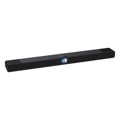 WiiM Bar Dolby-Atmos-Soundbar Glossy Black Schrägansicht der Soundbar mit rundem Touch-Display