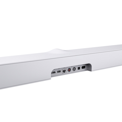 WiiM Bar Dolby-Atmos-Soundbar Weiss Anschlussfeld mit HDMI, USB, LAN, Cinch, Toslink und Netzanschluss