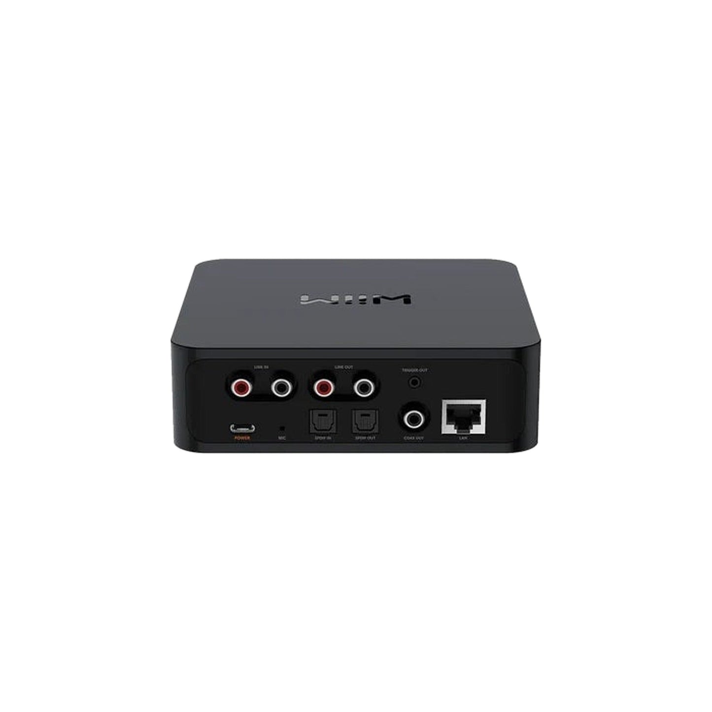 WiiM Pro Netzwerk-Streamer Schwarz Rückansicht mit Cinch, Toslink, Coax und LAN
